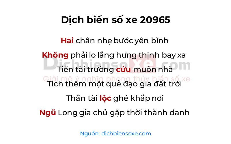 Dịch thơ biển số 20965