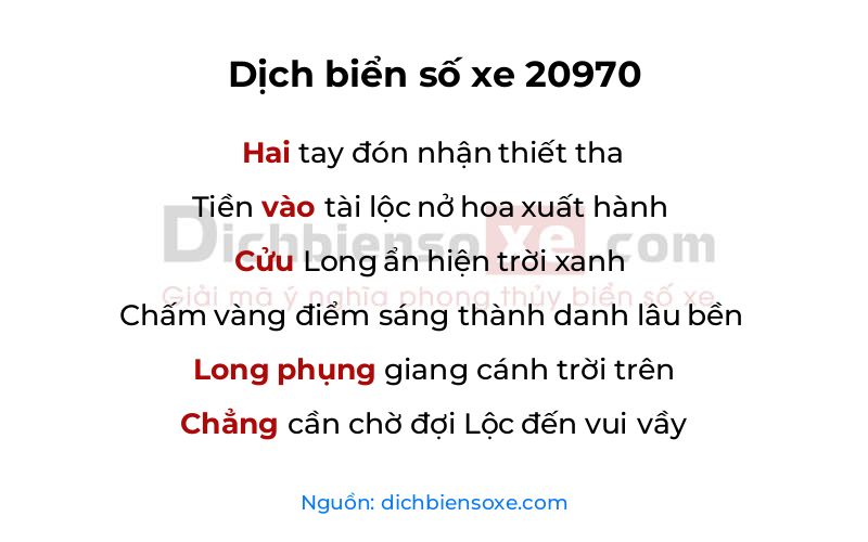 Dịch thơ biển số 20970