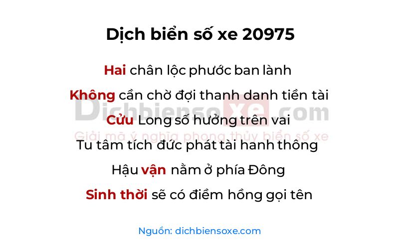 Dịch thơ biển số 20975