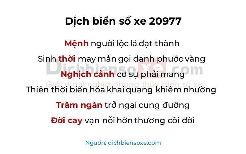 Dịch thơ biển số 20977