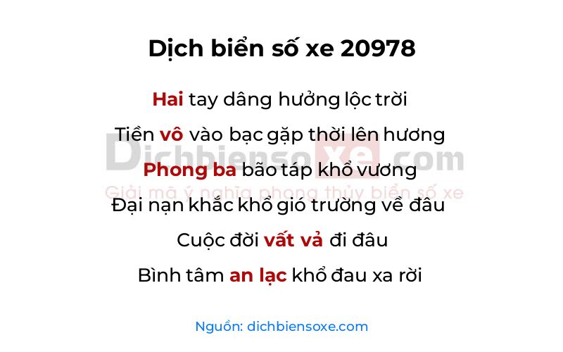 Dịch thơ biển số 20978