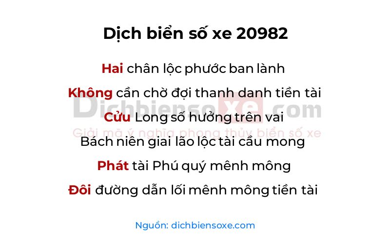 Dịch thơ biển số 20982