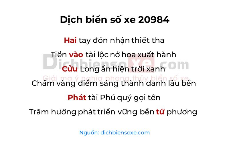 Dịch thơ biển số 20984
