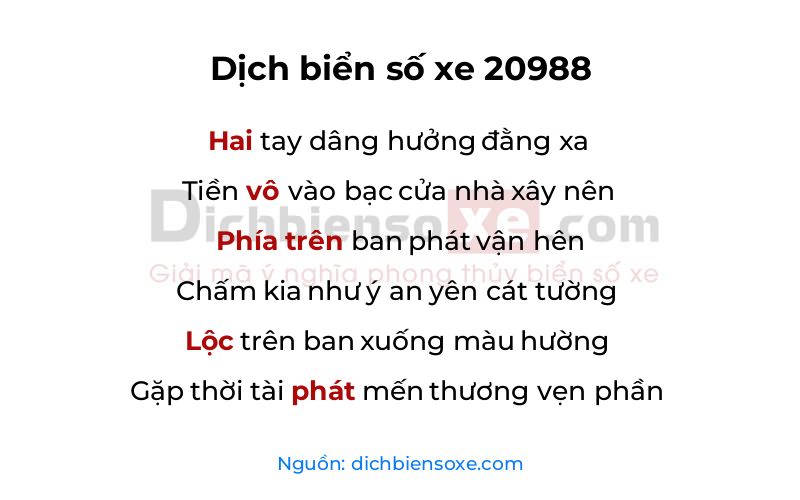 Dịch thơ biển số 20988