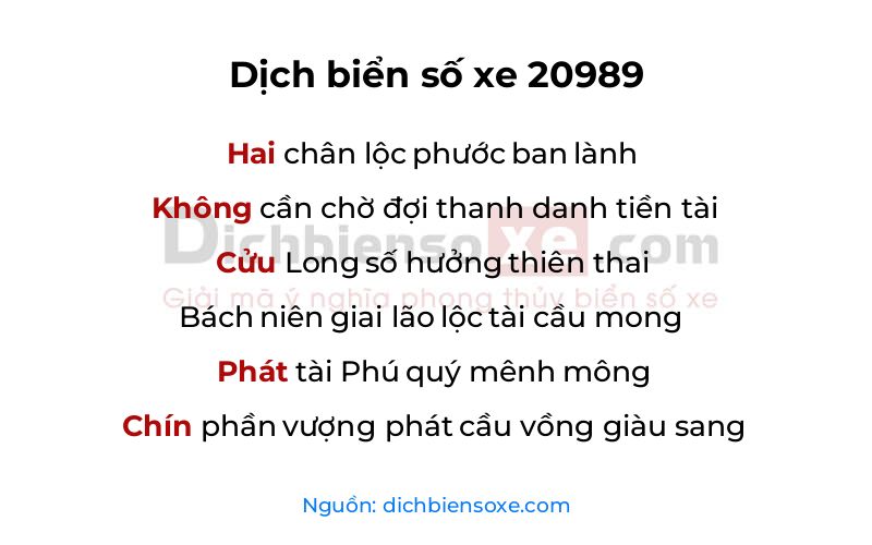 Dịch thơ biển số 20989