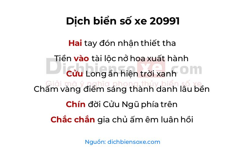 Dịch thơ biển số 20991