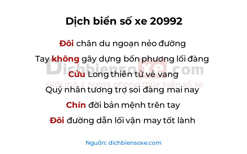 Dịch thơ biển số 20992