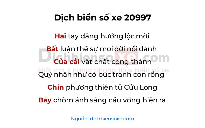 Dịch thơ biển số 20997