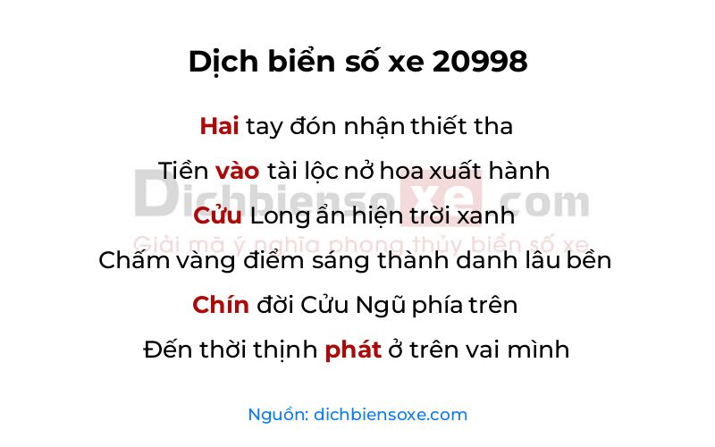 Dịch thơ biển số 20998