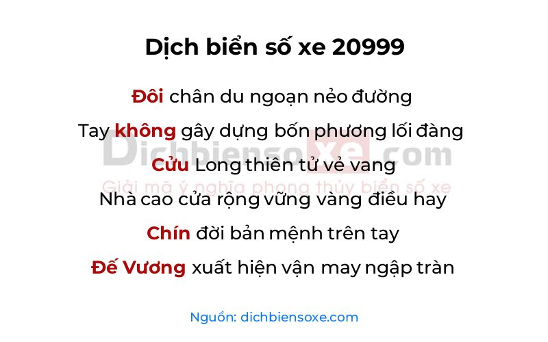 Dịch thơ biển số 20999