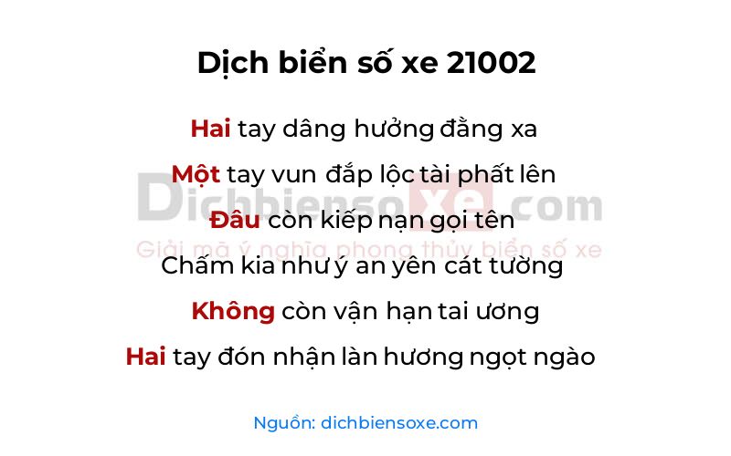 Dịch thơ biển số 21002