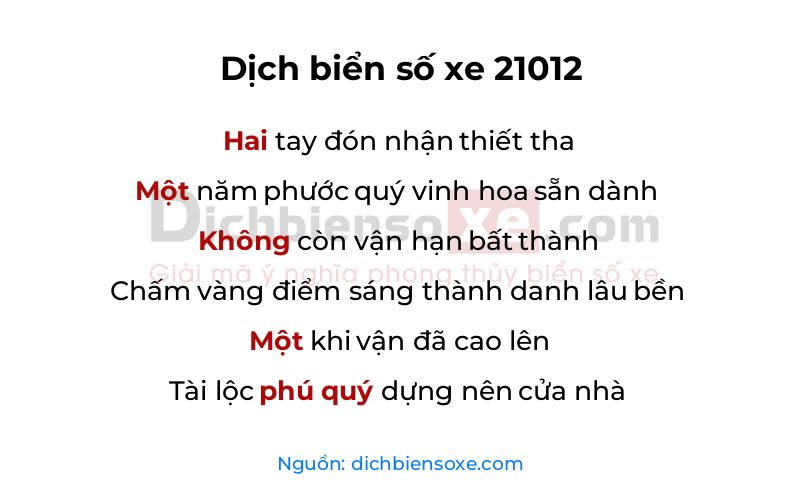 Dịch thơ biển số 21012