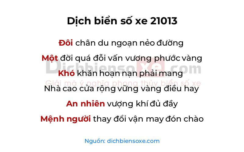 Dịch thơ biển số 21013
