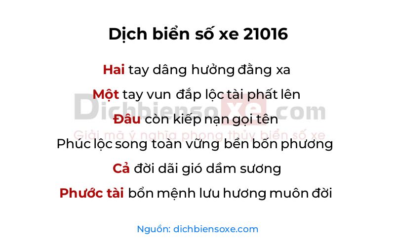 Dịch thơ biển số 21016