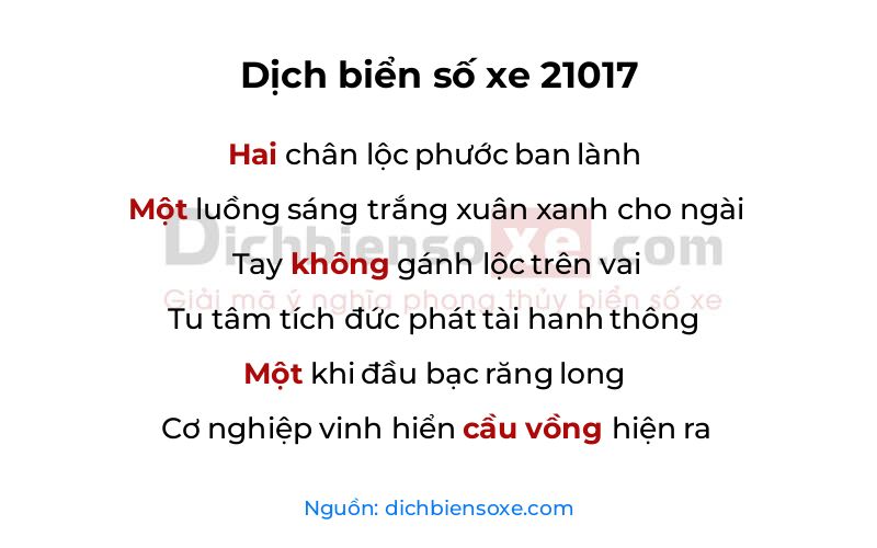 Dịch thơ biển số 21017