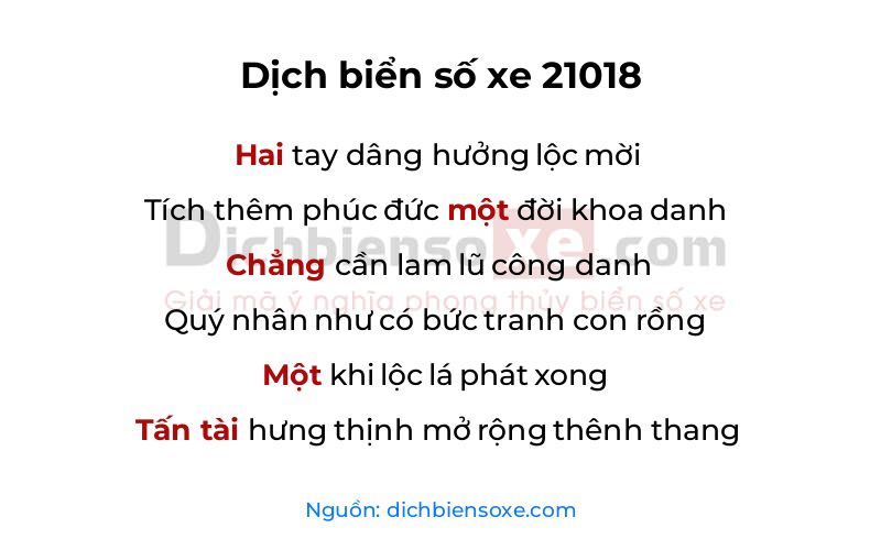 Dịch thơ biển số 21018
