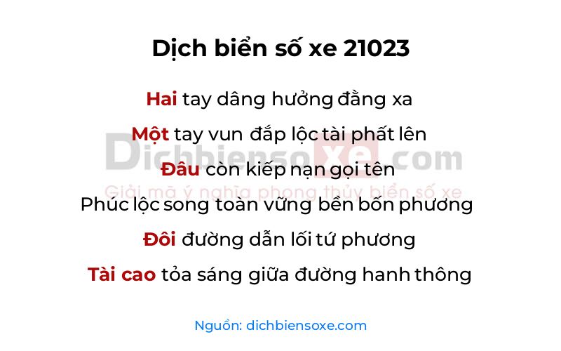 Dịch thơ biển số 21023