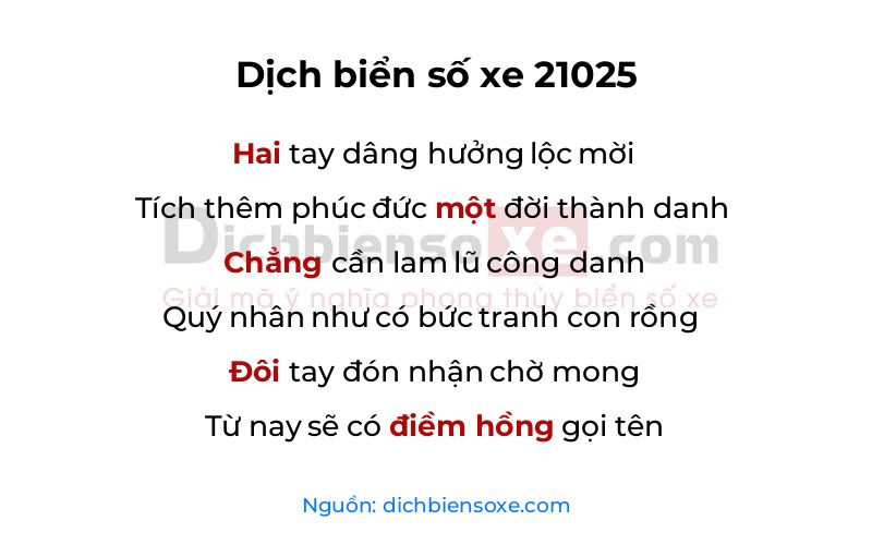 Dịch thơ biển số 21025