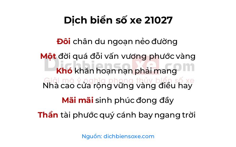 Dịch thơ biển số 21027