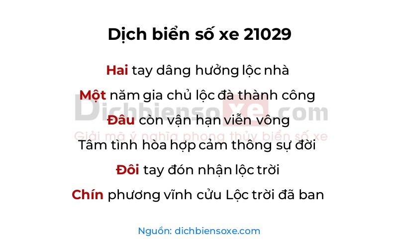 Dịch thơ biển số 21029