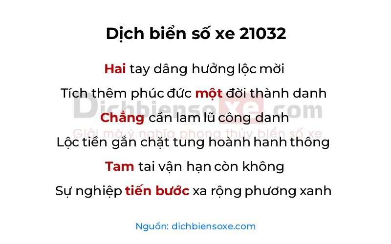 Dịch thơ biển số 21032