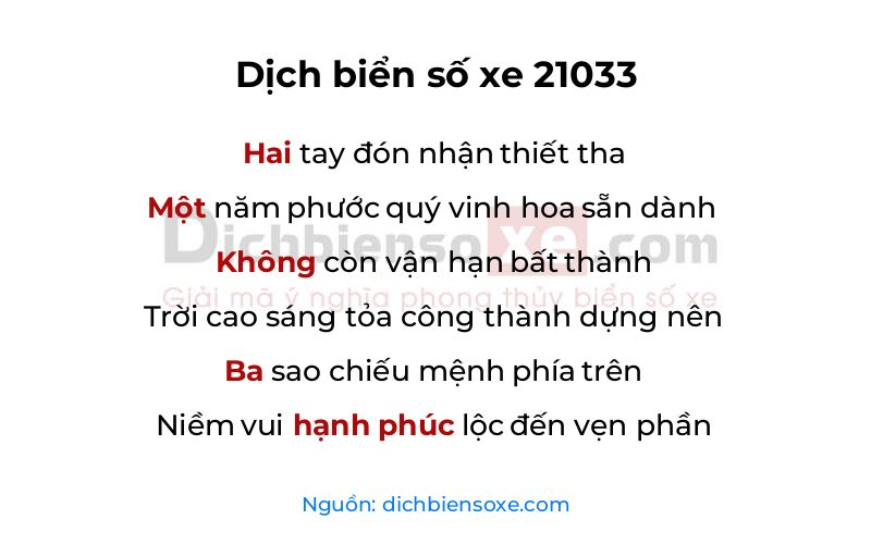 Dịch thơ biển số 21033