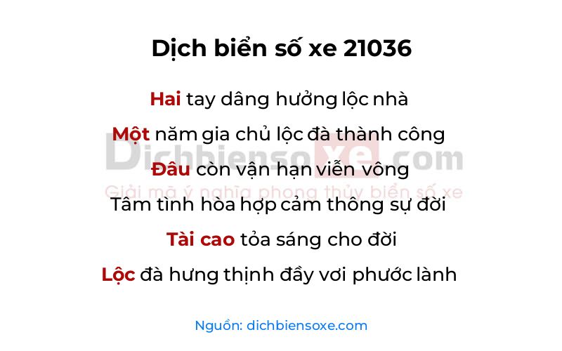 Dịch thơ biển số 21036