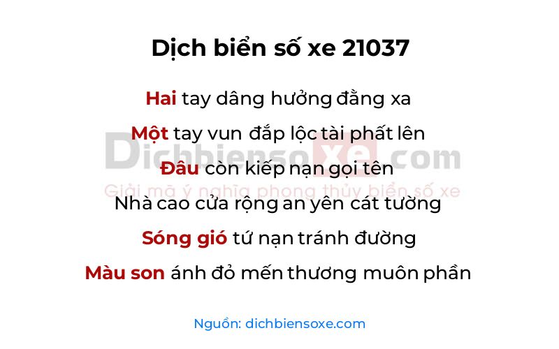 Dịch thơ biển số 21037