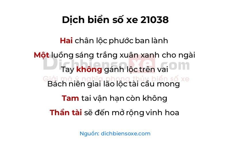 Dịch thơ biển số 21038