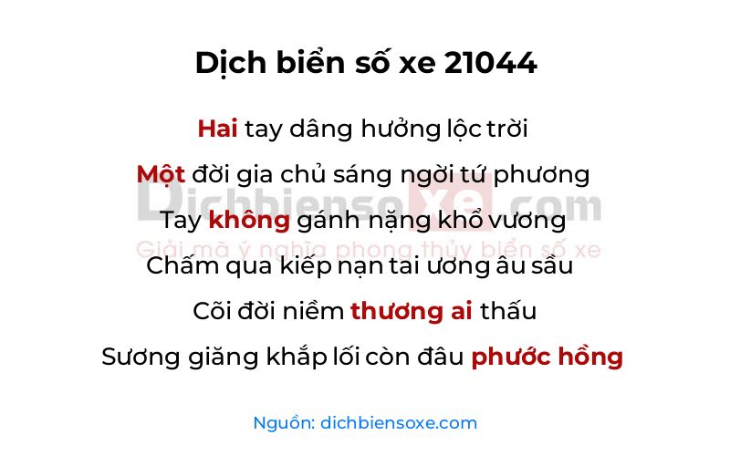 Dịch thơ biển số 21044