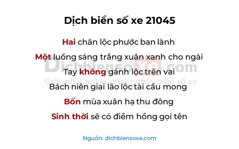 Dịch thơ biển số 21045