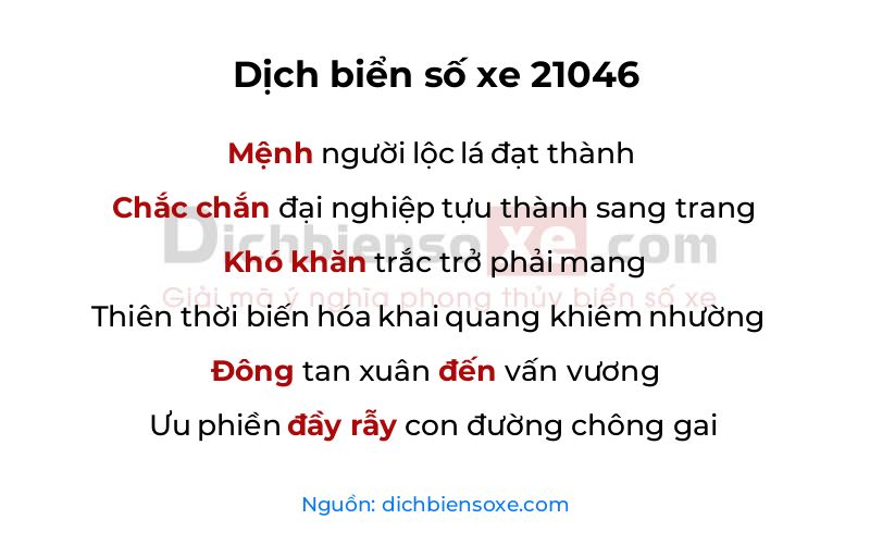 Dịch thơ biển số 21046
