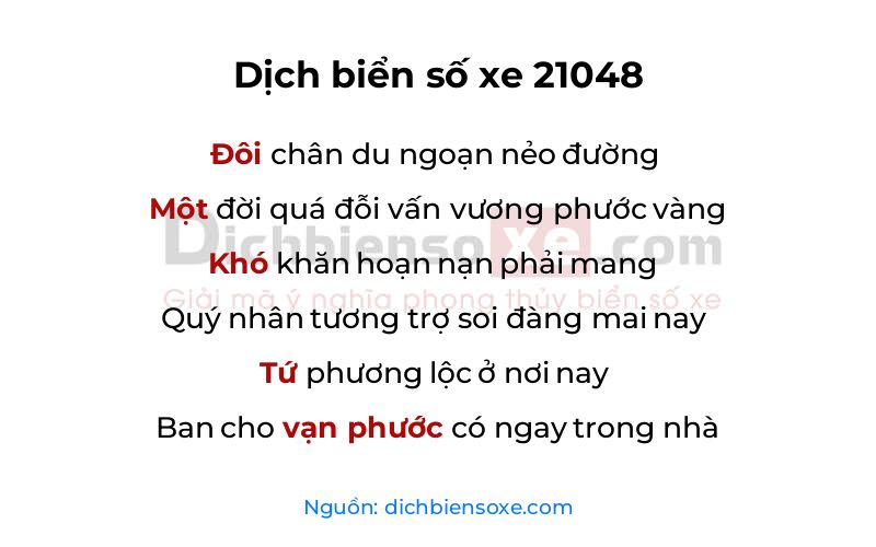 Dịch thơ biển số 21048