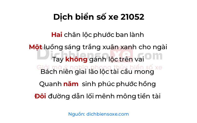 Dịch thơ biển số 21052