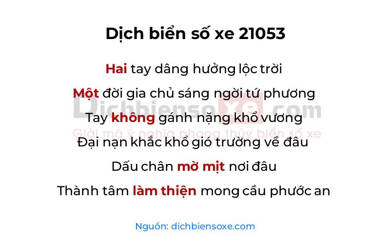 Dịch thơ biển số 21053