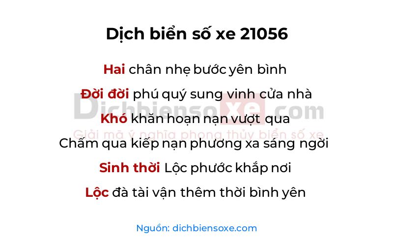 Dịch thơ biển số 21056