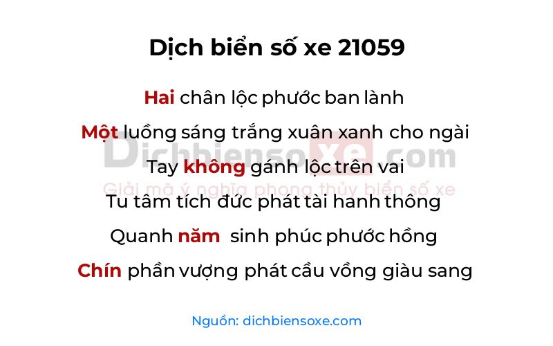 Dịch thơ biển số 21059