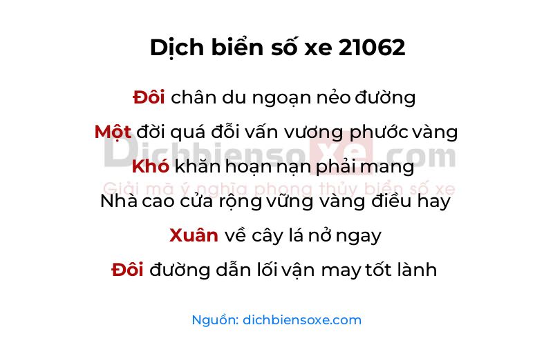 Dịch thơ biển số 21062