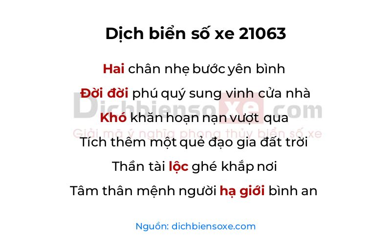Dịch thơ biển số 21063