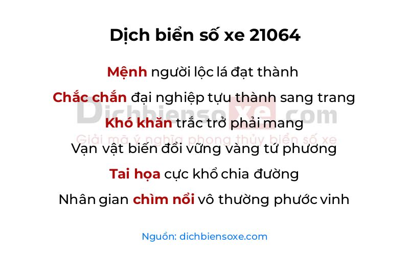 Dịch thơ biển số 21064