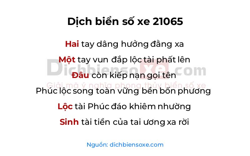 Dịch thơ biển số 21065