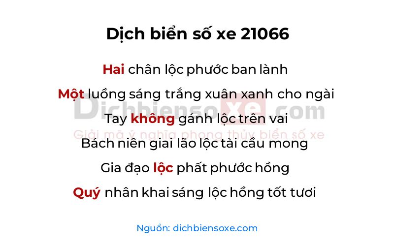 Dịch thơ biển số 21066