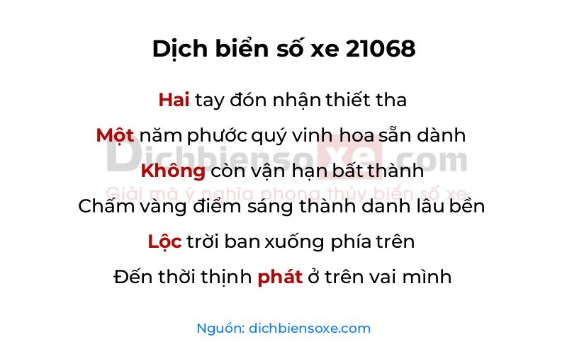 Dịch thơ biển số 21068