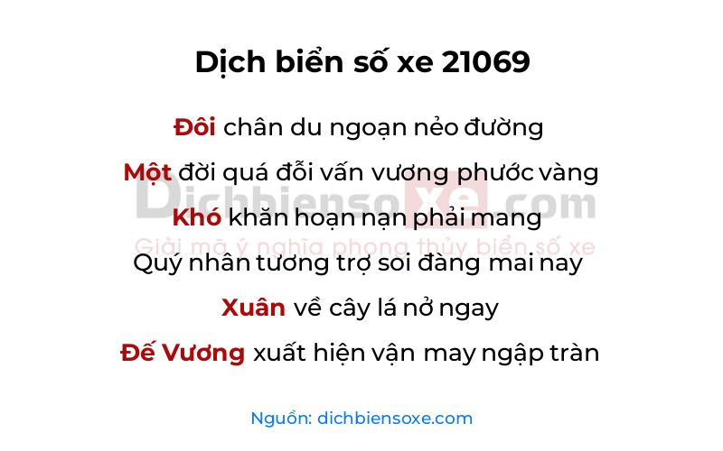 Dịch thơ biển số 21069