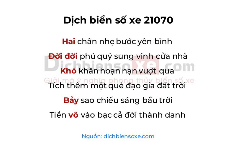 Dịch thơ biển số 21070