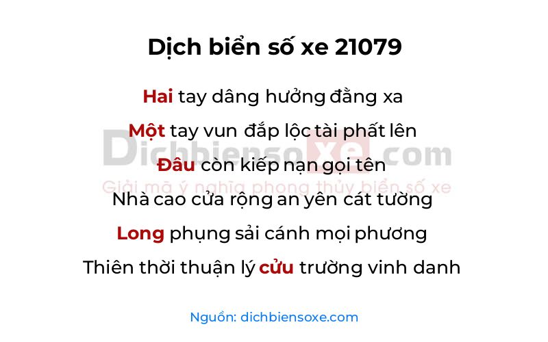 Dịch thơ biển số 21079