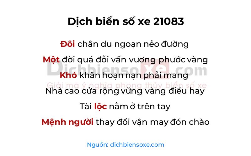 Dịch thơ biển số 21083
