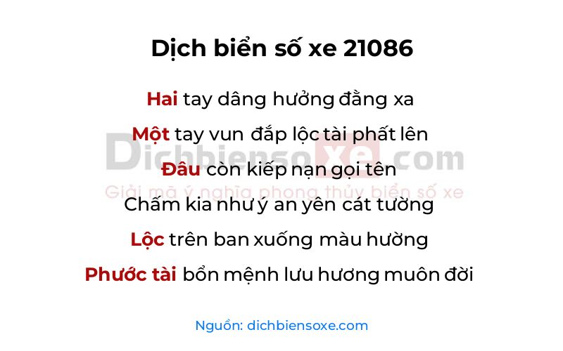 Dịch thơ biển số 21086
