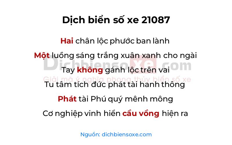 Dịch thơ biển số 21087