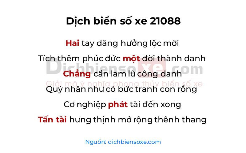 Dịch thơ biển số 21088